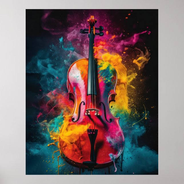 Poster Cello com cores explosivas (Frente)