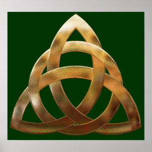 Pôster Celtic Dourada Trinity Knot