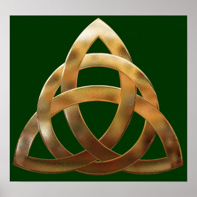 Pôster Celtic Dourada Trinity Knot (Frente)