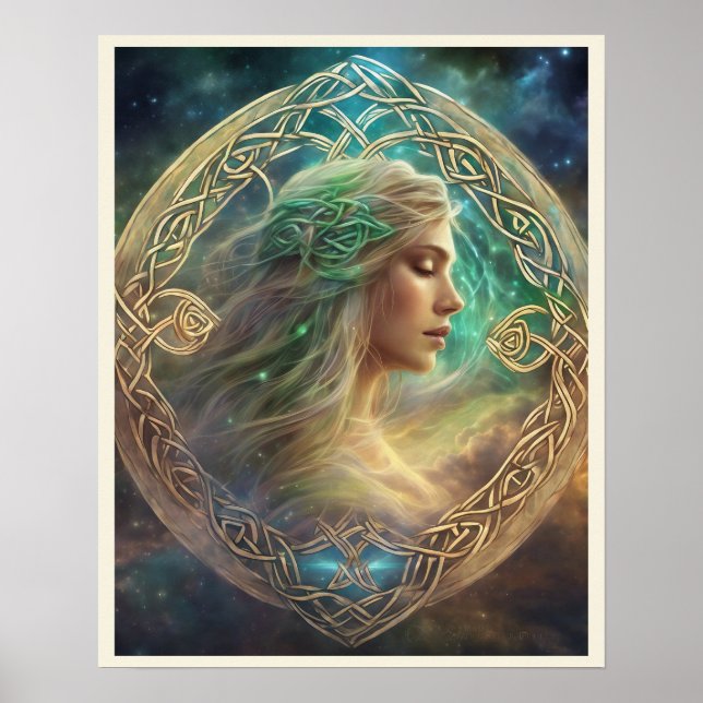 Poster Celtic Knot Blond Hair Mulher do Retrato Fancioso (Frente)