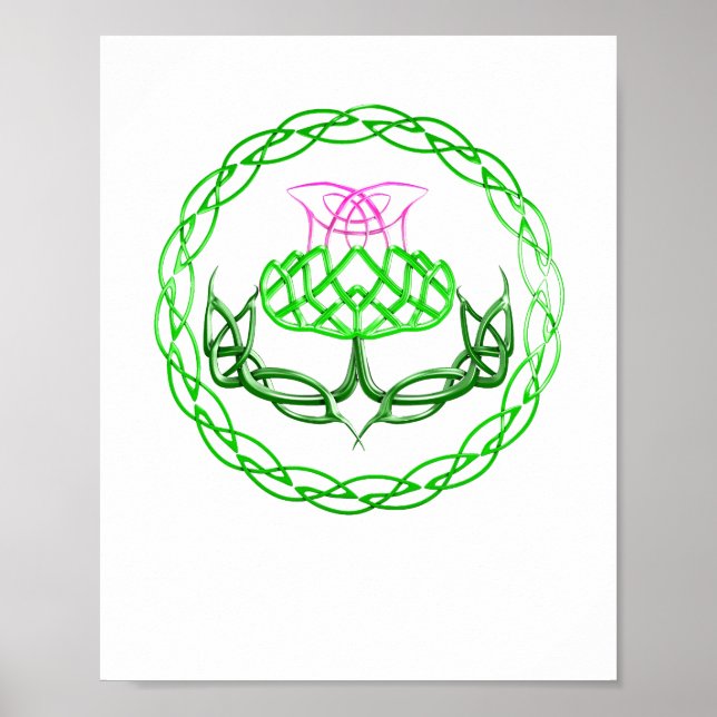 Poster Celtic Knot Scottish Thistle (Frente)