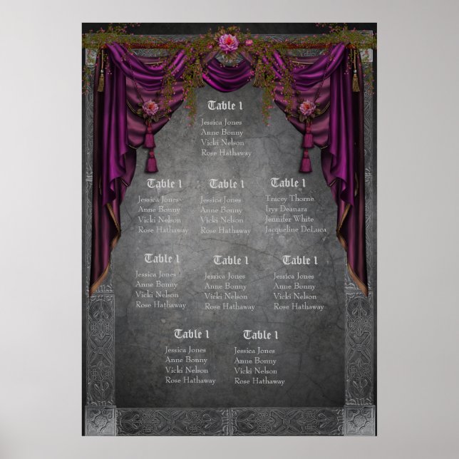 Pôster Celtic Medieval Wedding Seating Chart (Frente)