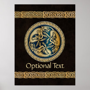 Poster Celtic Wolf Knotwork Triad