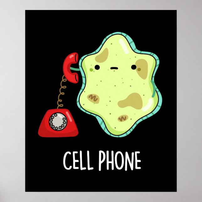 Poster Celular Engraçado Biologia Ciência Pun Dark BG (Frente)