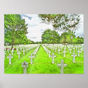 Poster Cemitério Americano na França Normandia