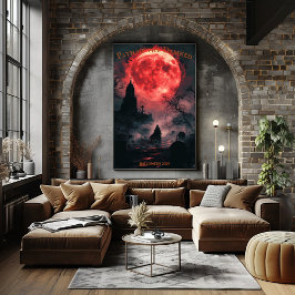 Poster Cemitério da Lua de Sangue no Halloween com Capuz