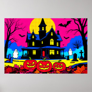 Poster Cemitério de Halloween da Arte Pop Moderna