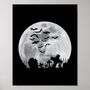 Poster Cemitério de lua cheia de Halloween Cemitério de c