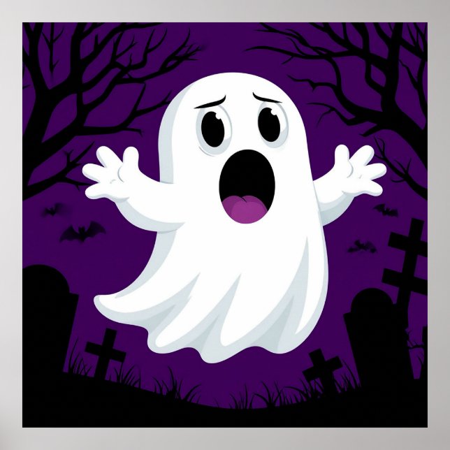 Poster Cena Assustadora de Halloween com Fantasma de Dese (Frente)