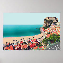 Poster Cena Azul de Praia Scilla Pastel