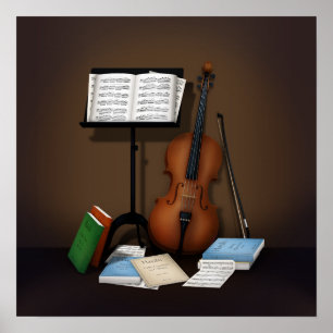Poster Cena com Cello & Music Stand