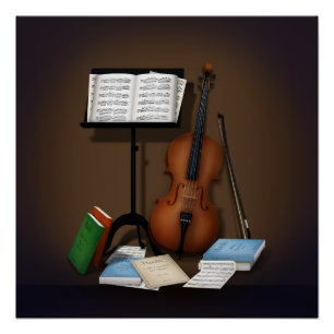 Pôster Cena com Cello & Music Stand