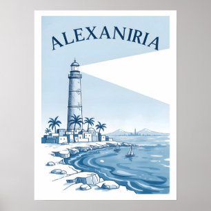 Poster Cena Costeira do Farol de Alexandria Viagem