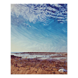 Pôster Cena Costeira Geométrica abstrato