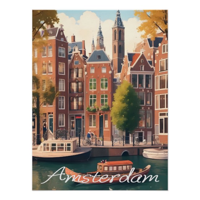 Pôster Cena da Arquitetura do Canal de Amsterdã Holanda (Frente)