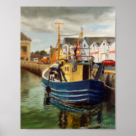 Poster Cena da Cidade de Galway Irlanda Barco de Pesca