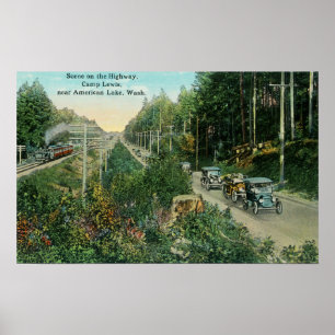 Poster Cena da estrada perto do lago americano