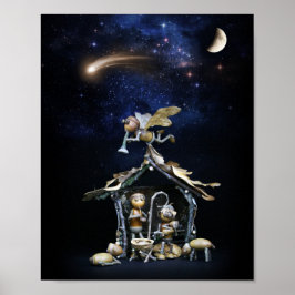 Poster Cena da Natividade Acorn elves - Natal