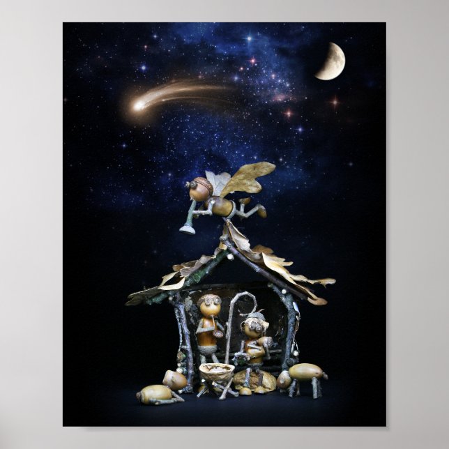 Poster Cena da Natividade Acorn elves - Natal (Frente)