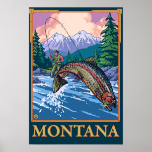 Pôster Cena da pesca com mosca - Montana