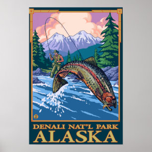 Poster Cena da pesca com mosca - parque nacional de