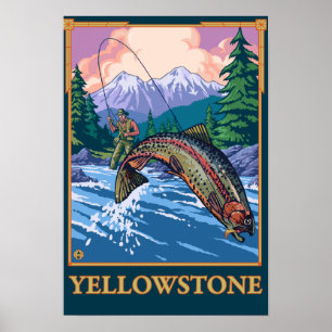 Poster Cena da pesca com mosca - parque nacional de