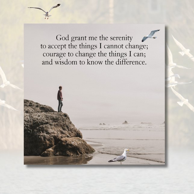 Poster Cena da Praia da Oração da Serenidade com Gaivotas (Serenity Prayer Beach scene with seagulls)