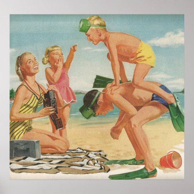Poster Cena da praia dos anos 50 (Frente)