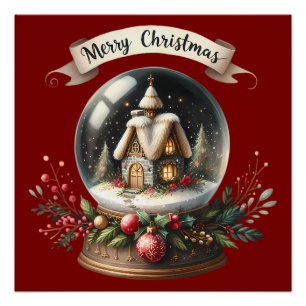 Pôster Cena de Algodão do Globo de Neve Cozy Christmas