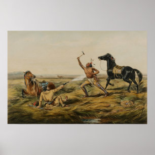 Poster Cena de Arte Vintage de Batalha na Fronteira do Ve