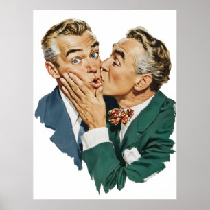 Poster Cena de Beijo Surpresa com Humor Antigo