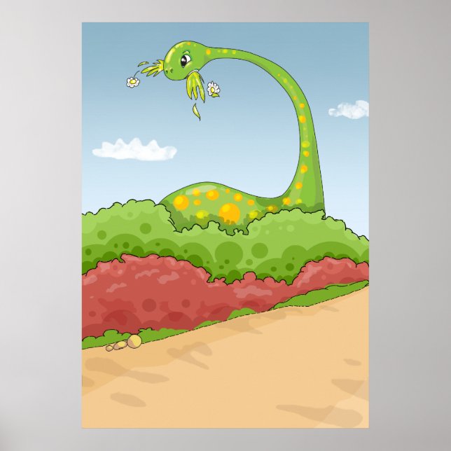 Pôster cena de brontosauro faminto (Frente)