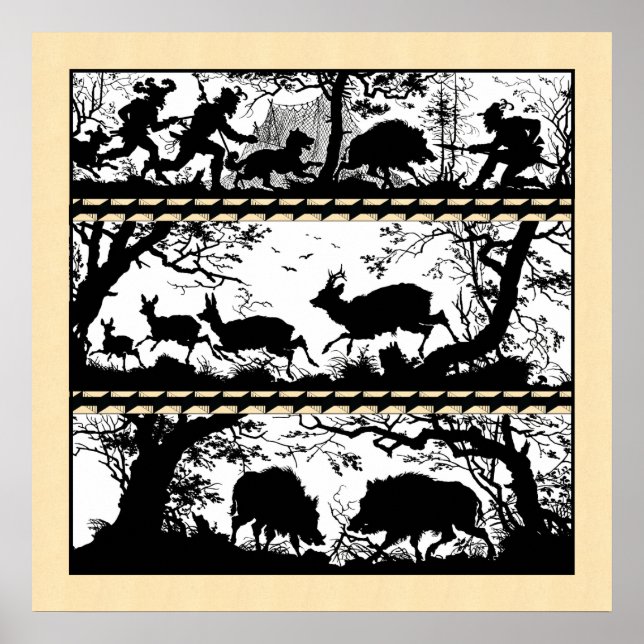 Poster Cena de Caça Elegante Correndo Carro Selvagem (Frente)