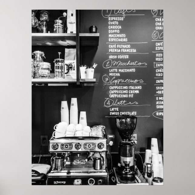 Poster Cena de Café com Máquina de Expresso (Frente)