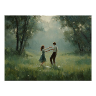 Pôster Cena de Casal de Dança na Floresta Caprichosa