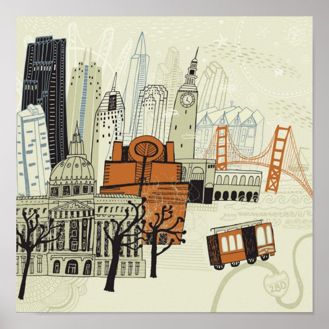 Poster Cena de Doodle San Francisco (Frente)