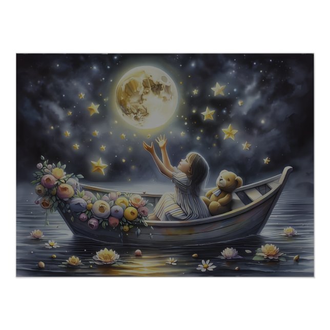 Pôster Cena de Fantasia da Lua de Menina Caprichosa (Frente)