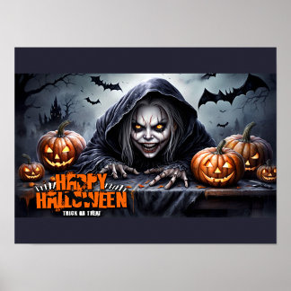 Poster Cena de Halloween de Ghoul Sinistro com Capuz