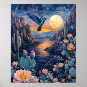 Poster Cena de Hummingbird no Sudoeste da Noite
