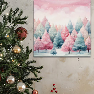 Poster Cena de inverno das Árvores de Quartel e Rosa