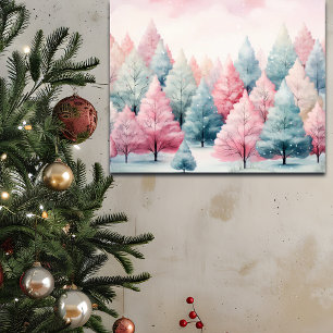 Poster Cena de inverno das Árvores de Quartel e Rosa