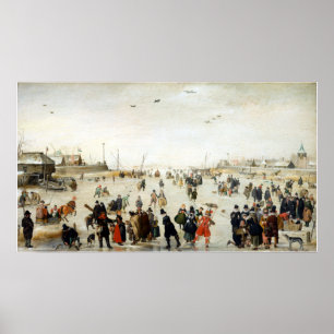 Poster Cena de inverno de Hendrick Avercamp em um Canal C