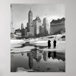 Pôster Cena de Inverno no Central Park, 1933. Foto Vintag