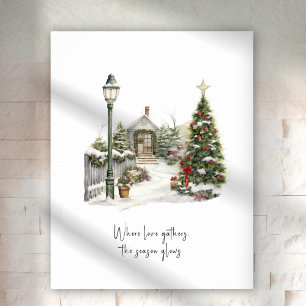 Poster Cena de inverno Verde Pinho Árvores de Natal