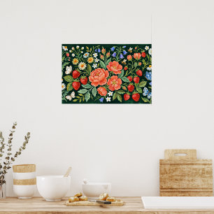 Poster Cena de Jardim de Arte Popular