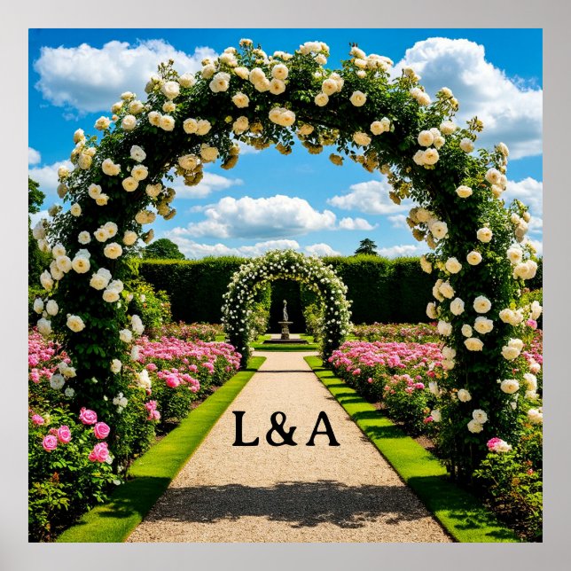 Poster Cena de Jardim de Verão com Arco de Rosa para Casa (Frente)