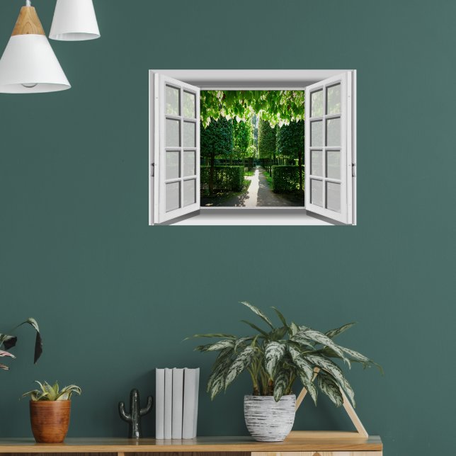 Poster Cena de Jardim Vista de Janela Falsa 3D (Sala de Estar 1)
