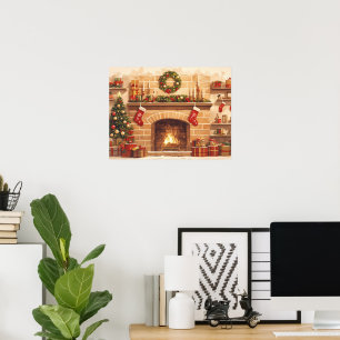 Poster Cena de Lareira de Natal Quente