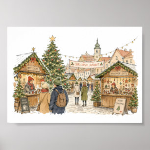 Poster Cena de Mercado de Natal para Amantes de Compras d