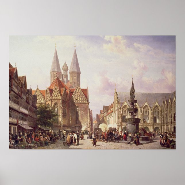 Poster Cena de Mercado em Braunschweig (Frente)